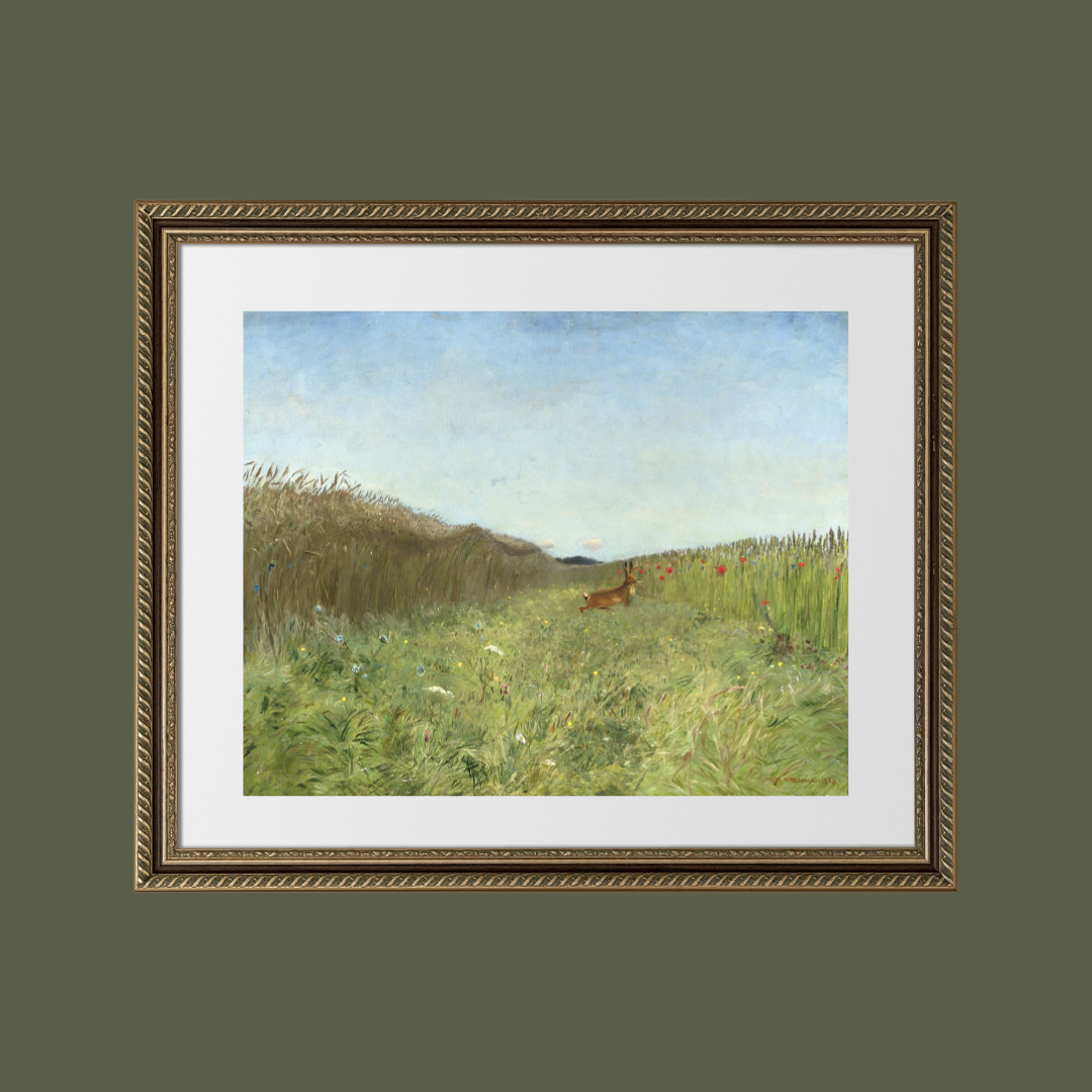 Antique Hare in the Grain Art Print