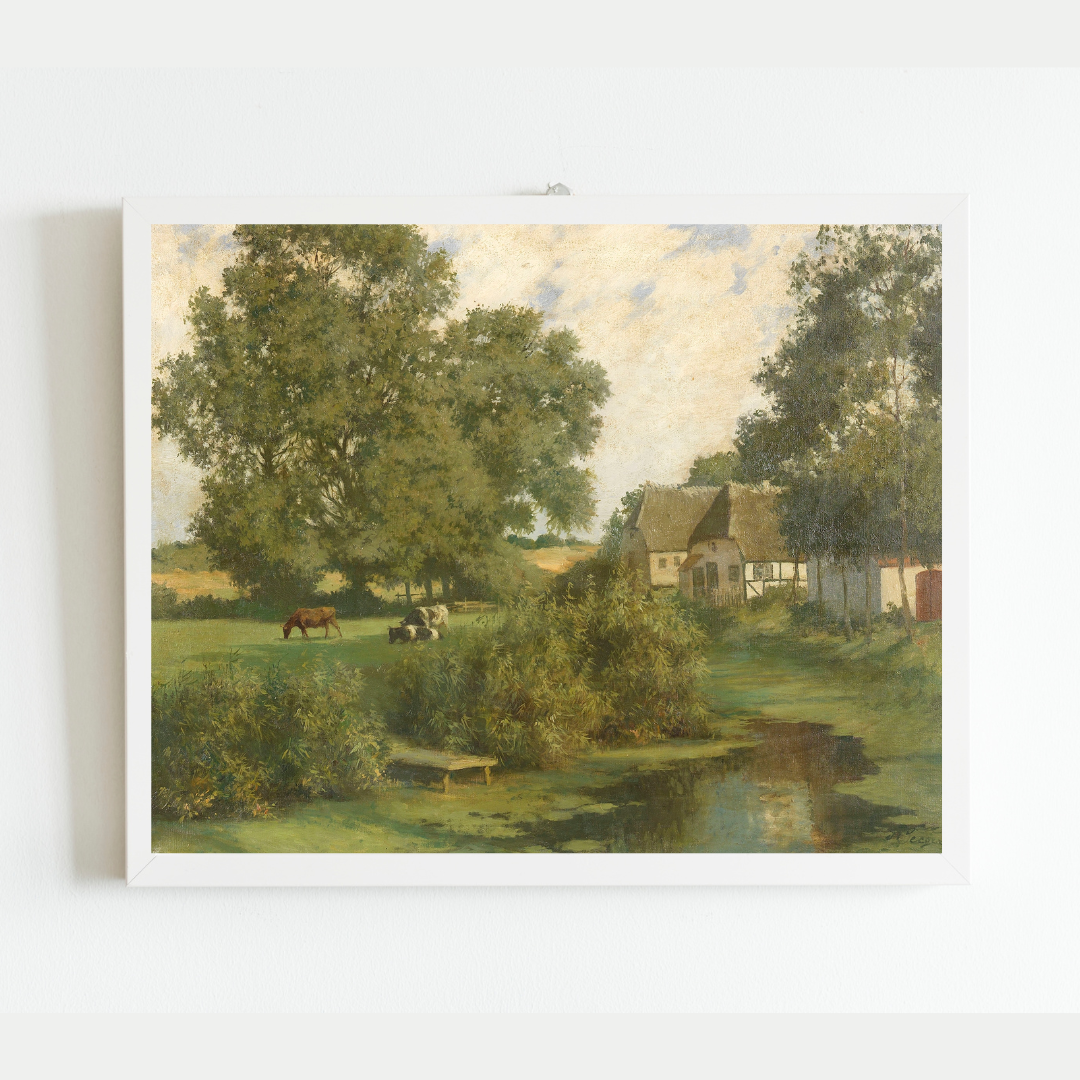 North German Landscape Antique Art Print