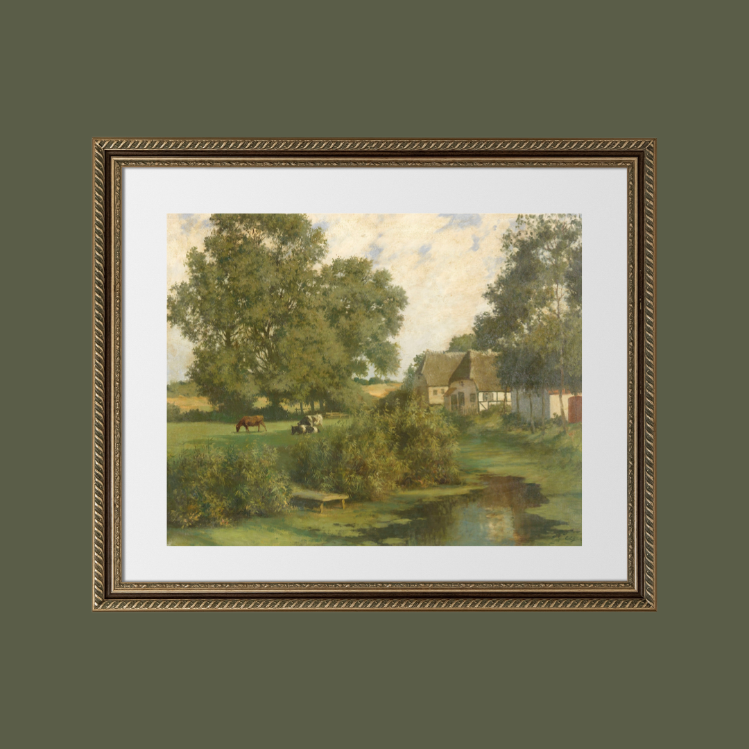 North German Landscape Antique Art Print