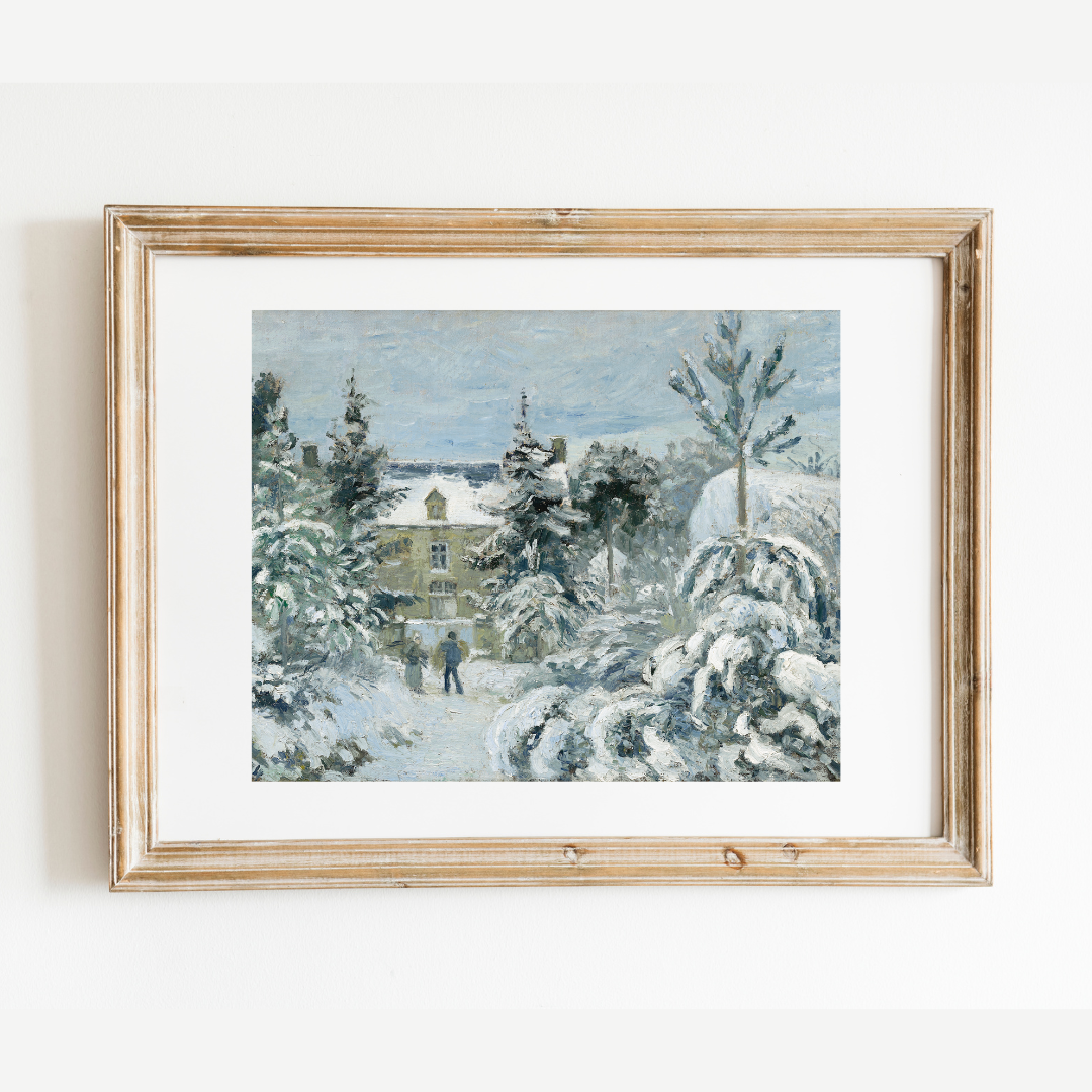 Snowy Landscape Antique Art Print