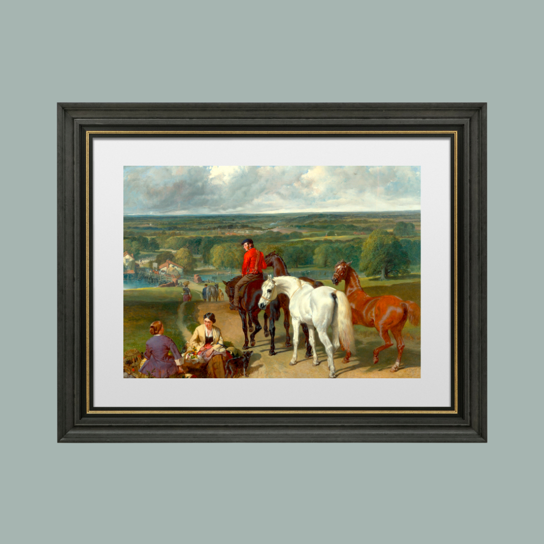Exercising the Royal Horses Antique Art Print
