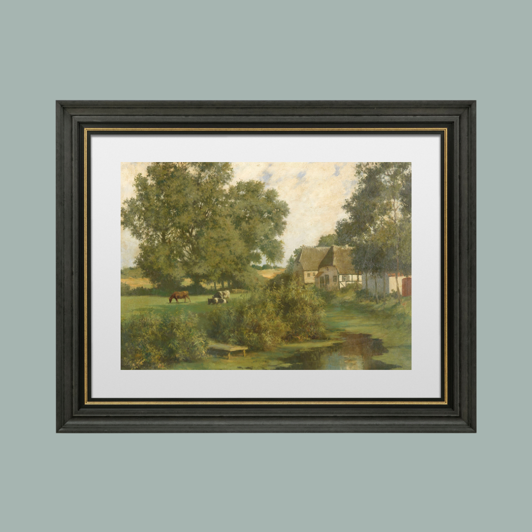 North German Landscape Antique Art Print
