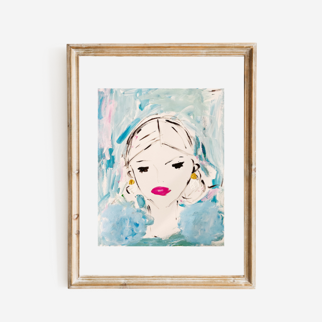Lady in Blue Tulle Print
