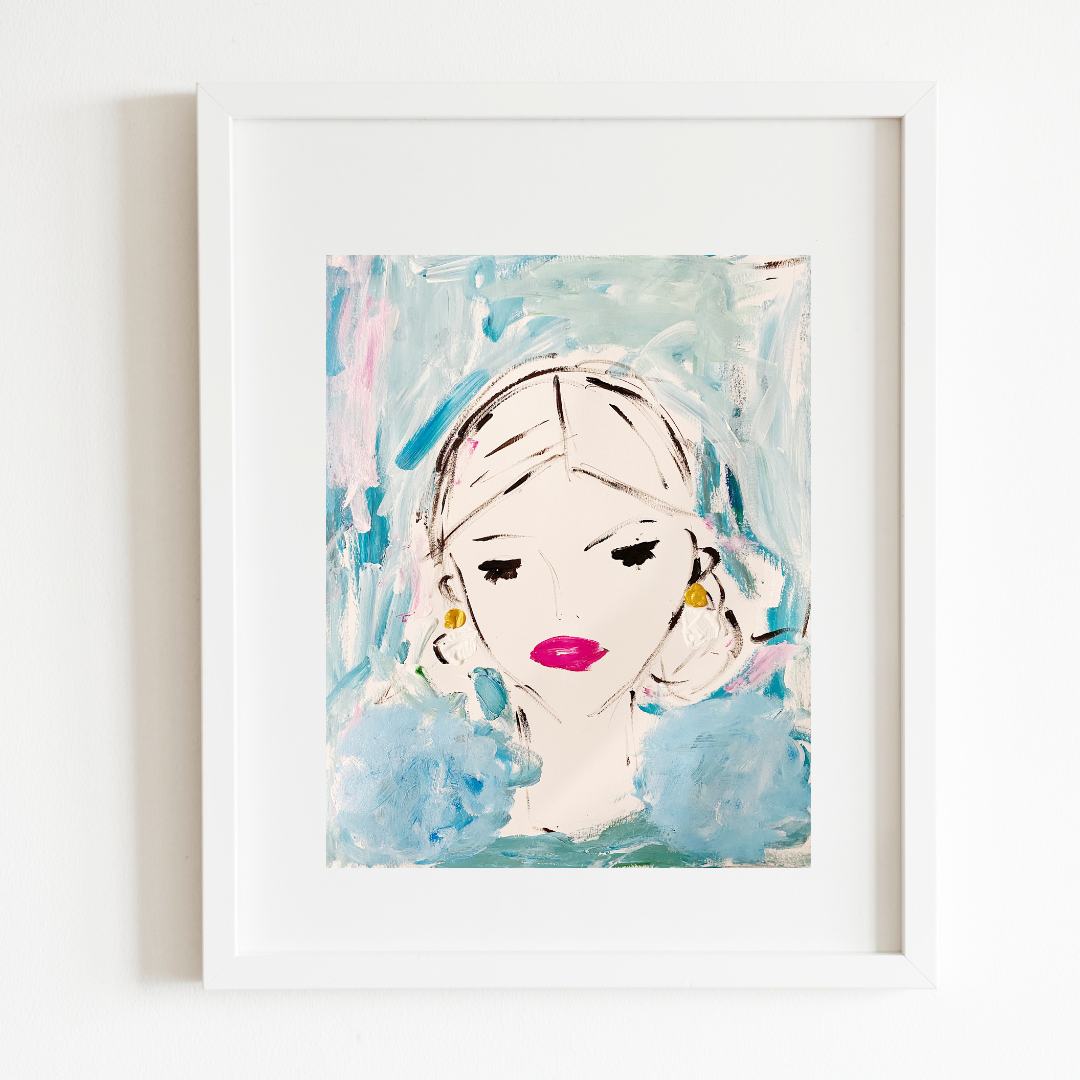 Lady in Blue Tulle Print