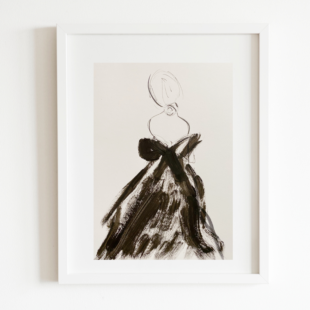 Gown with Bow Print
