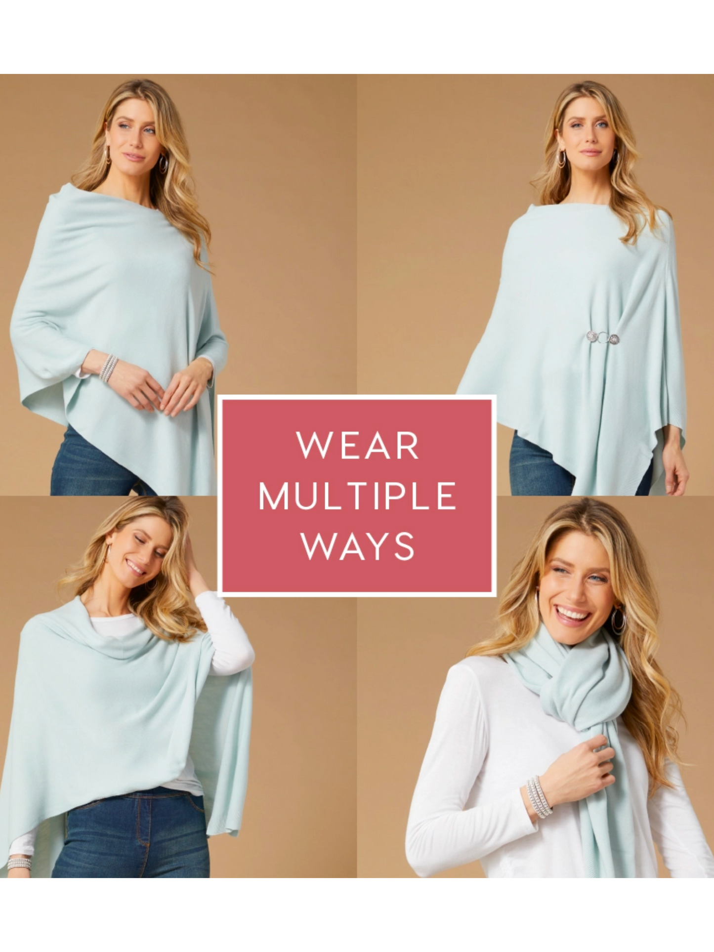 Lightweight Poncho in Seafoam