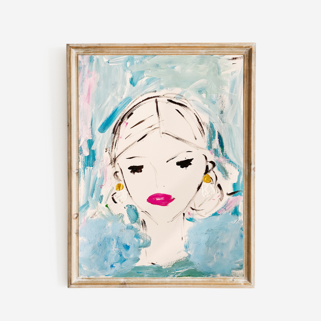 Lady in Blue Tulle Print