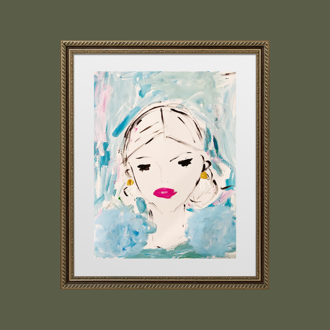 Lady in Blue Tulle Print