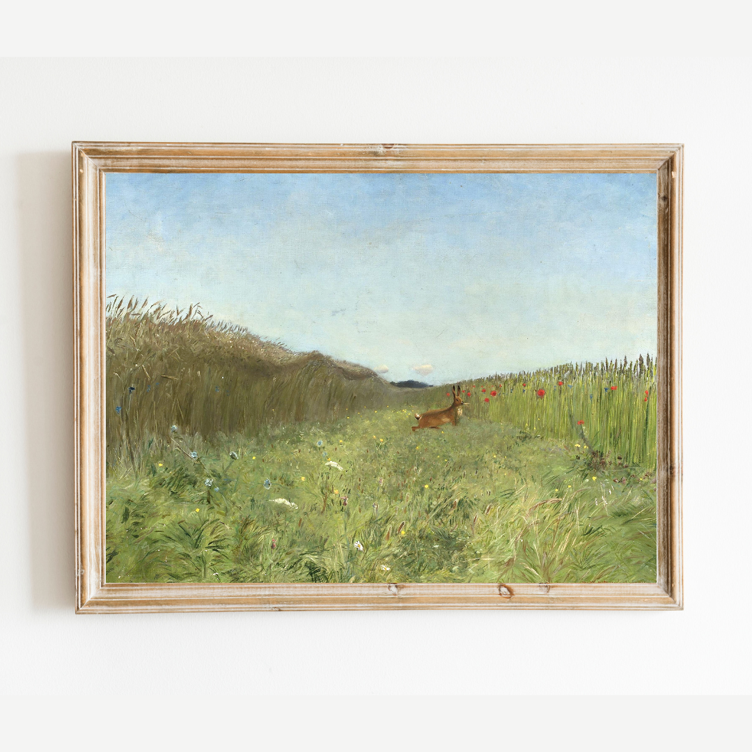 Antique Hare in the Grain Art Print