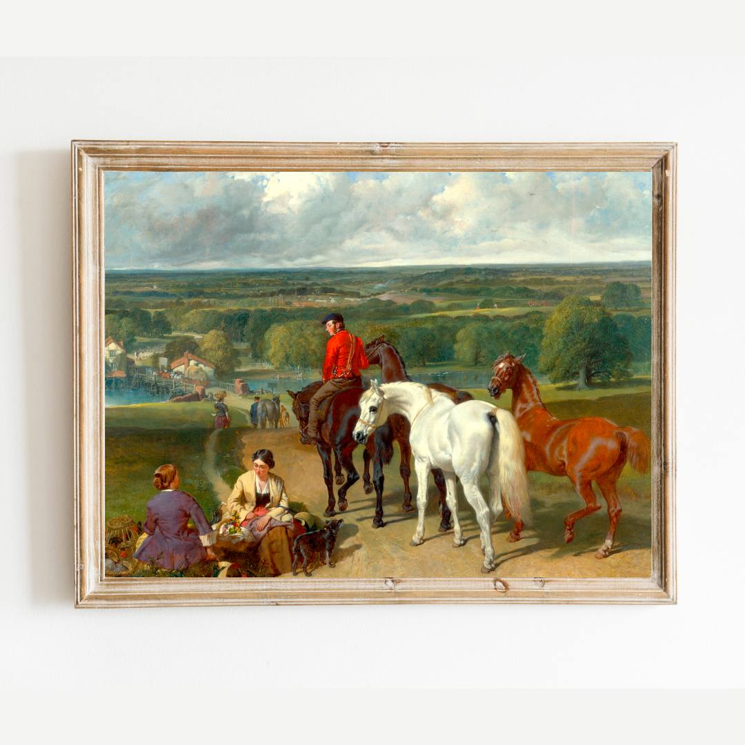 Exercising the Royal Horses Antique Art Print