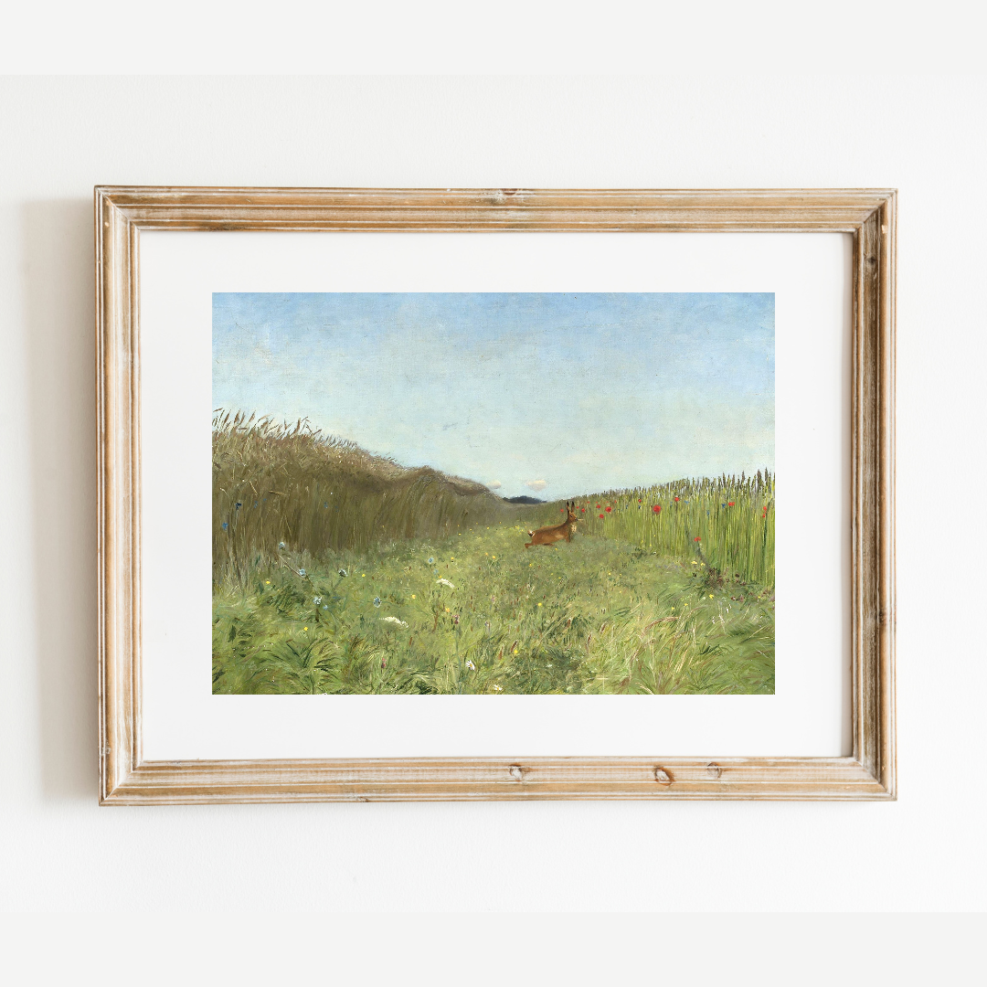 Antique Hare in the Grain Art Print
