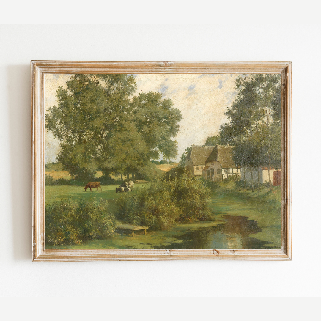 North German Landscape Antique Art Print