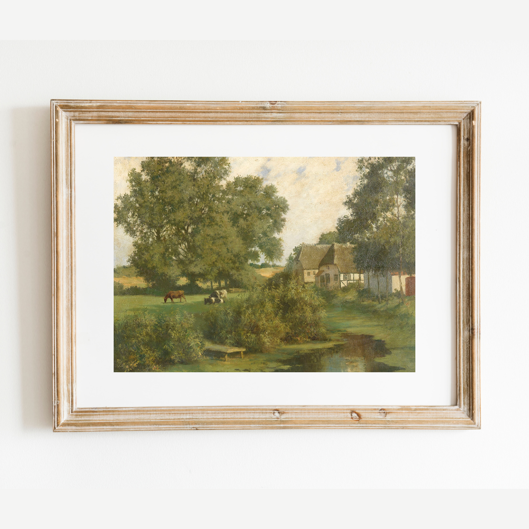 North German Landscape Antique Art Print