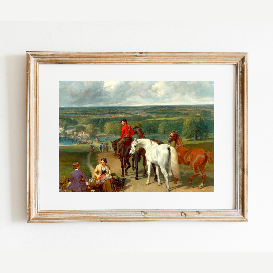 Exercising the Royal Horses Antique Art Print