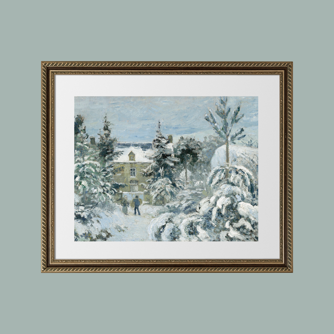 Snowy Landscape Antique Art Print