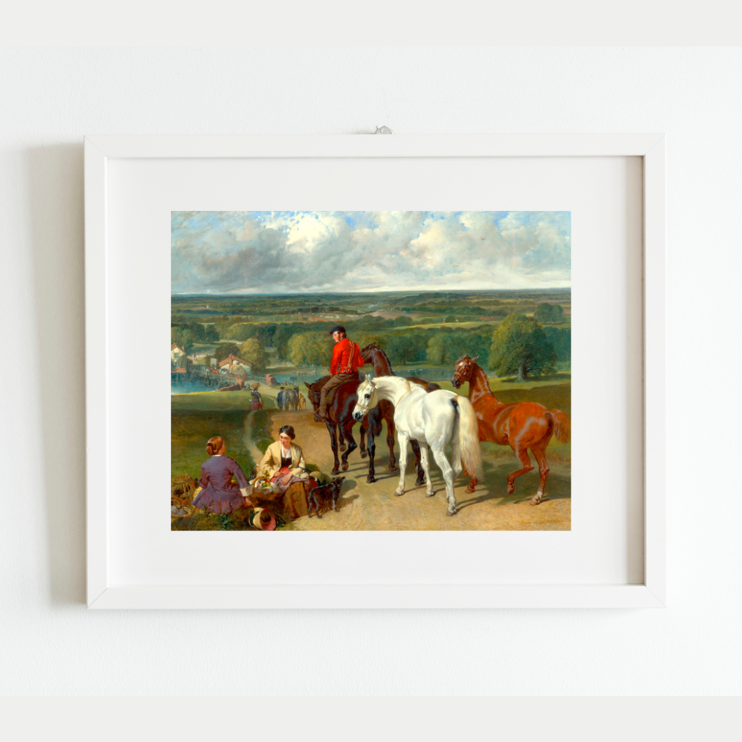 Exercising the Royal Horses Antique Art Print