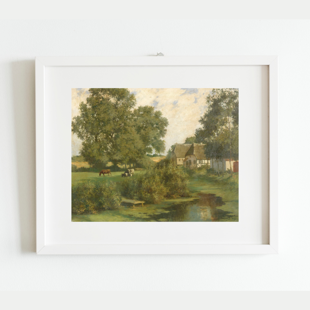 North German Landscape Antique Art Print