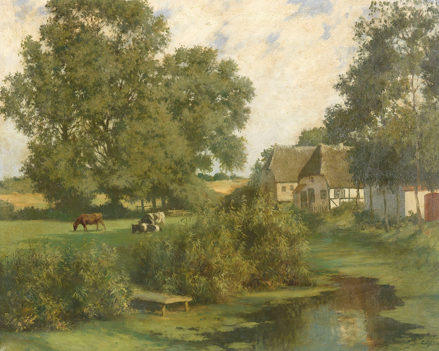 North German Landscape Antique Art Print