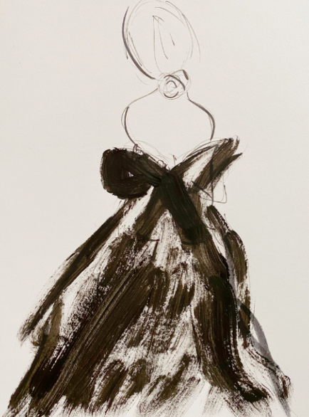 Gown with Bow Print