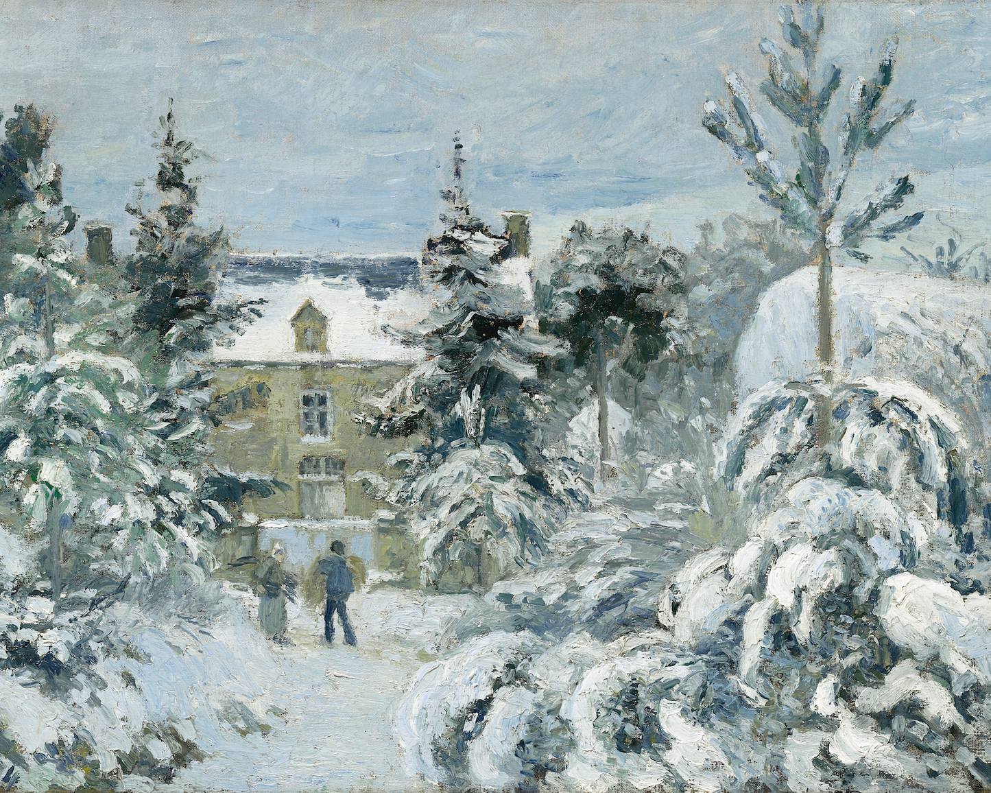 Snowy Landscape Antique Art Print