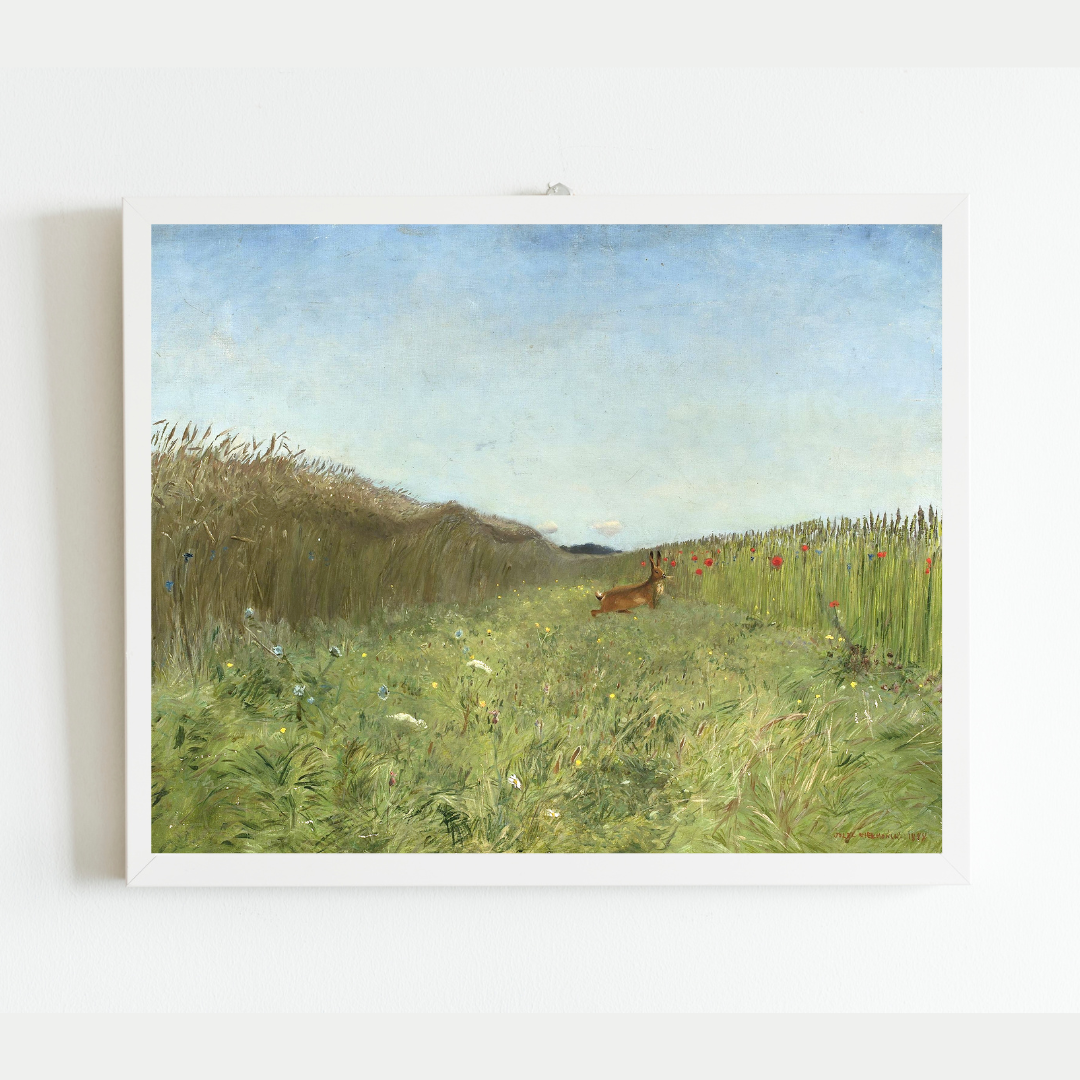 Antique Hare in the Grain Art Print