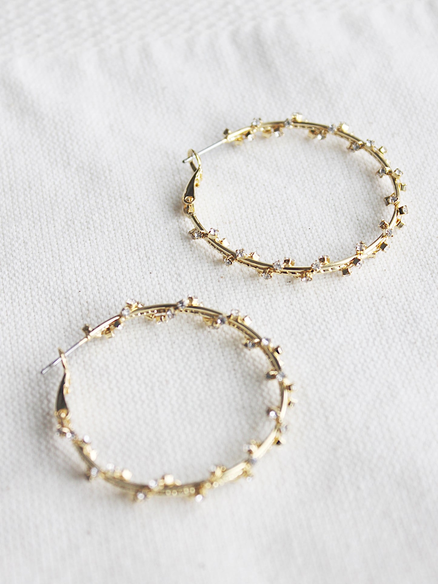 Rhinestone Twist Hoop Earrings