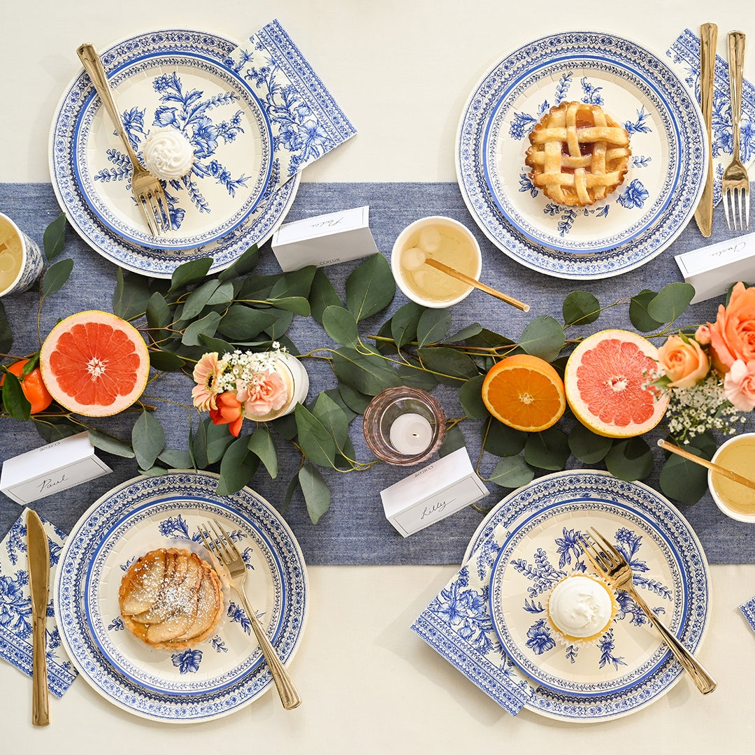French Toile Large Paper Party Plates (10 per Pack)
