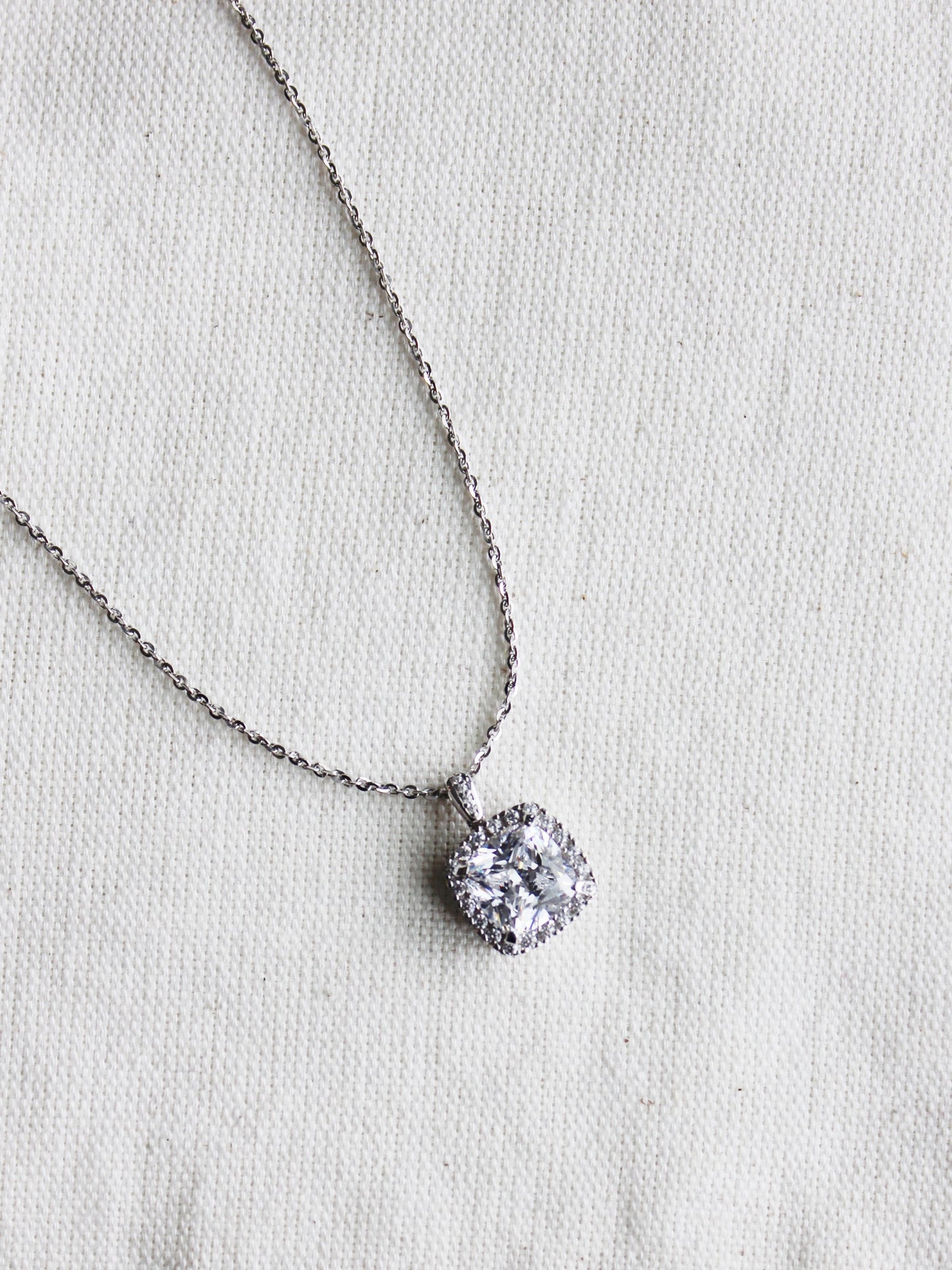 Statement Halo Cushion CZ Pendant Necklace