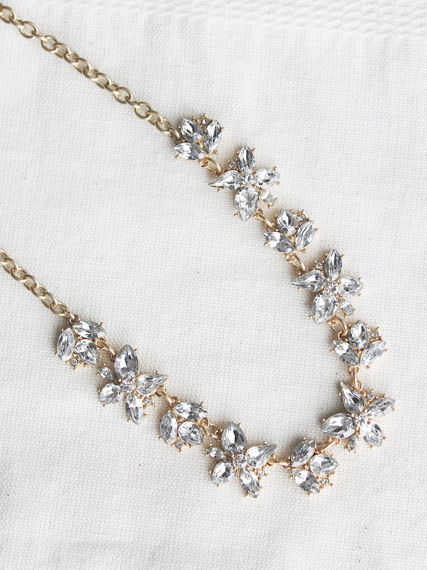 Floral Rhinestone Statement Necklace