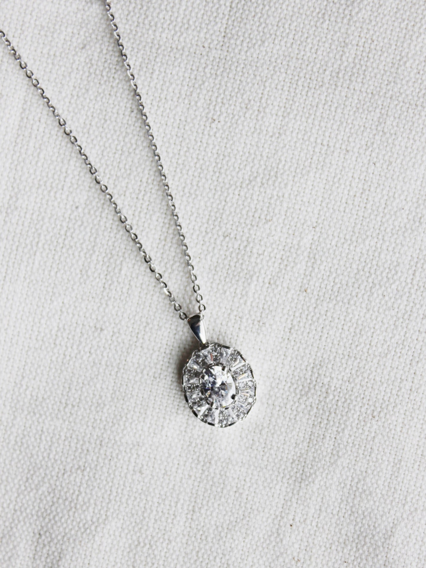 Oval CZ Pendant Necklace