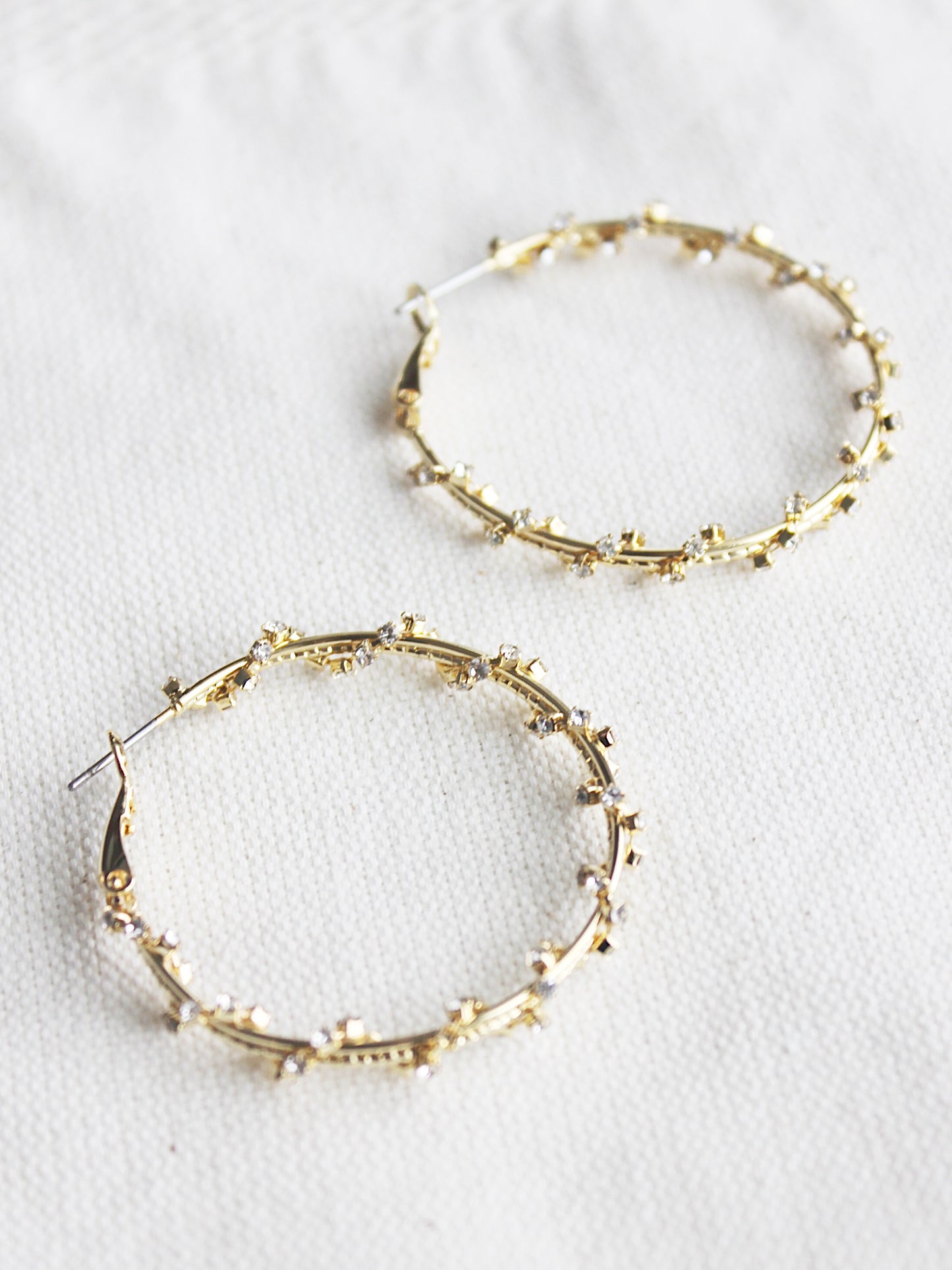 Rhinestone Twist Hoop Earrings