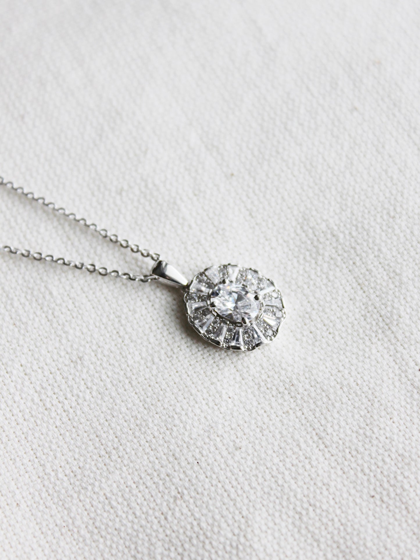Oval CZ Pendant Necklace