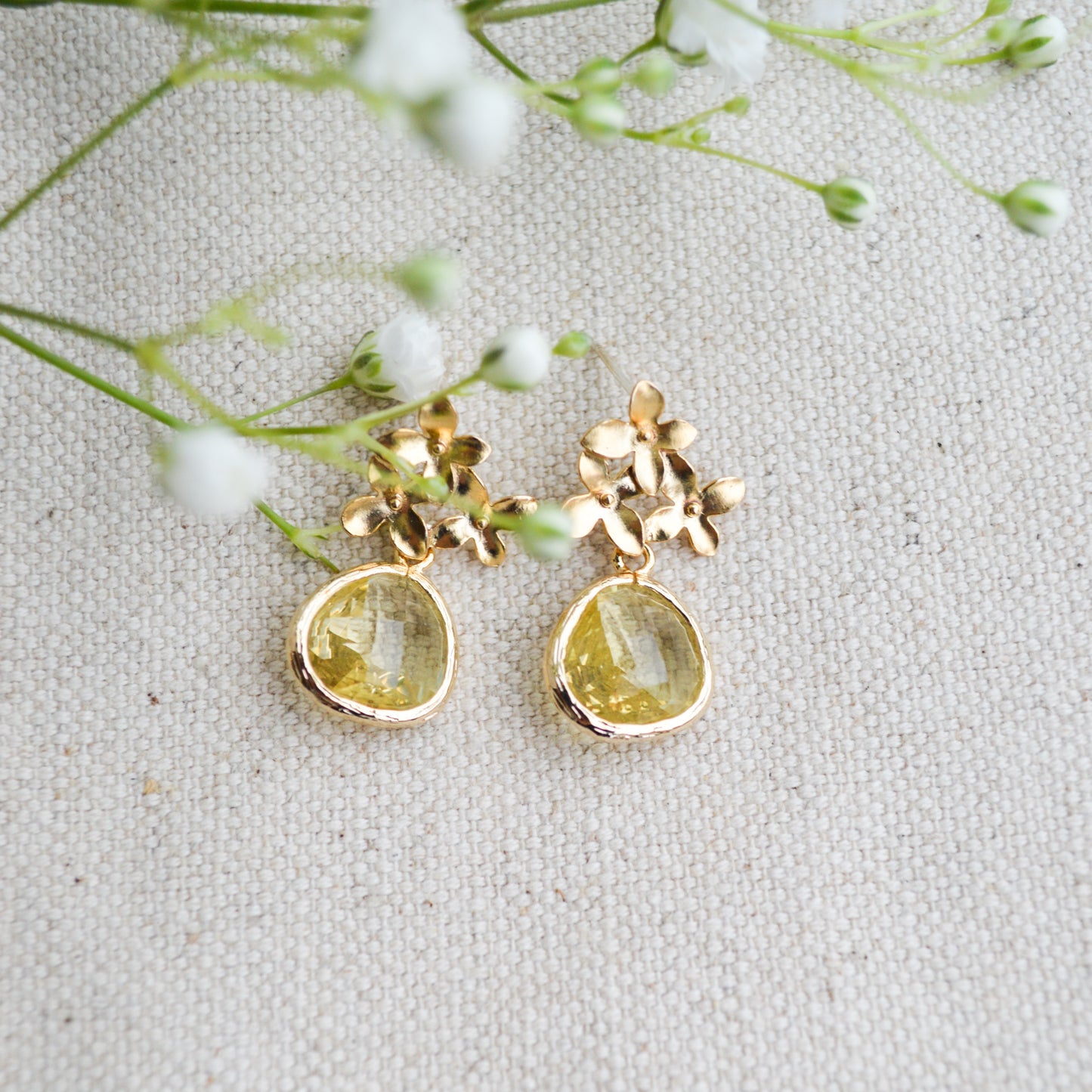 Citrine Cherry Blossom Earrings