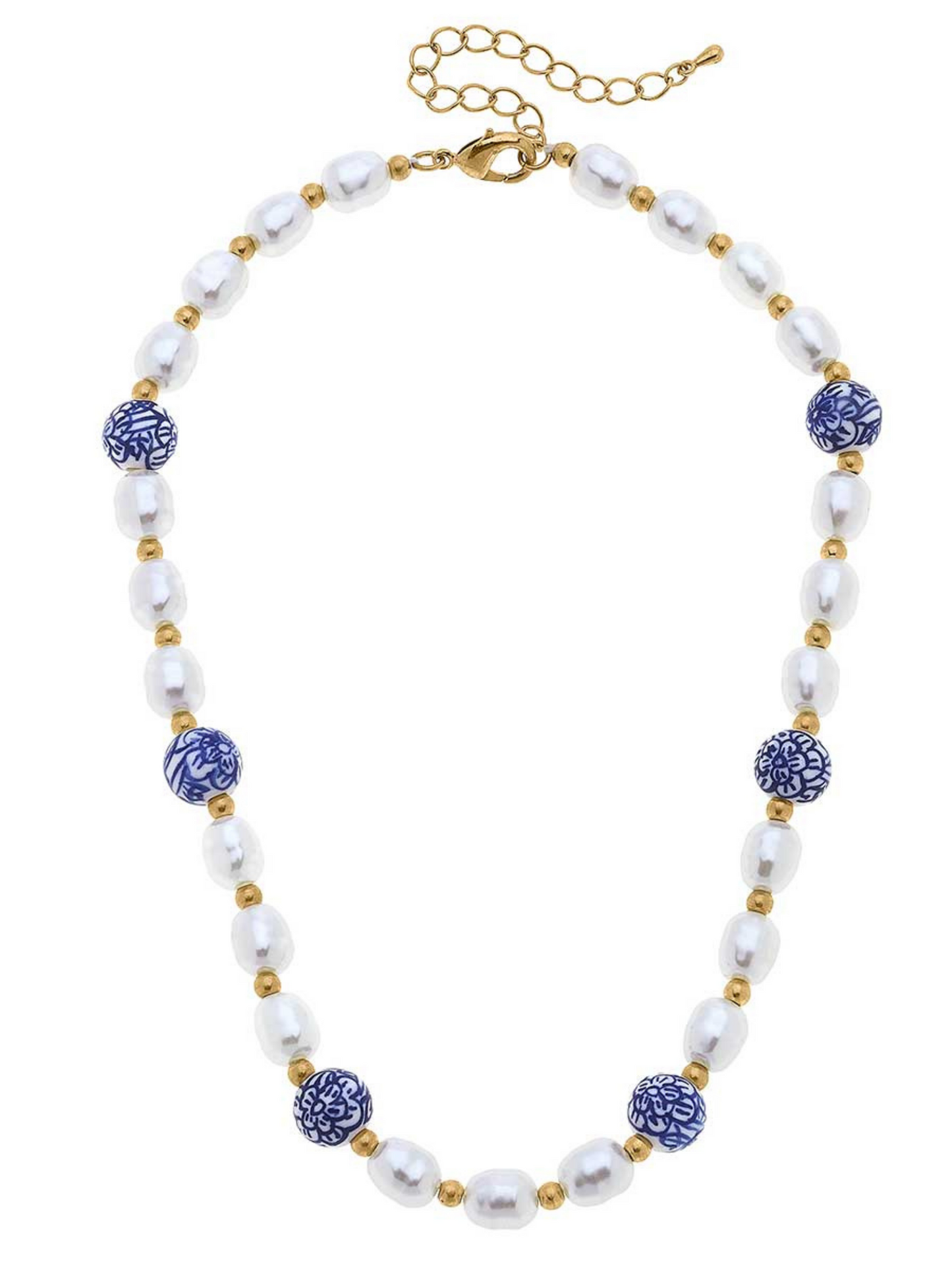 Chinoiserie & Pearl Beaded Necklace