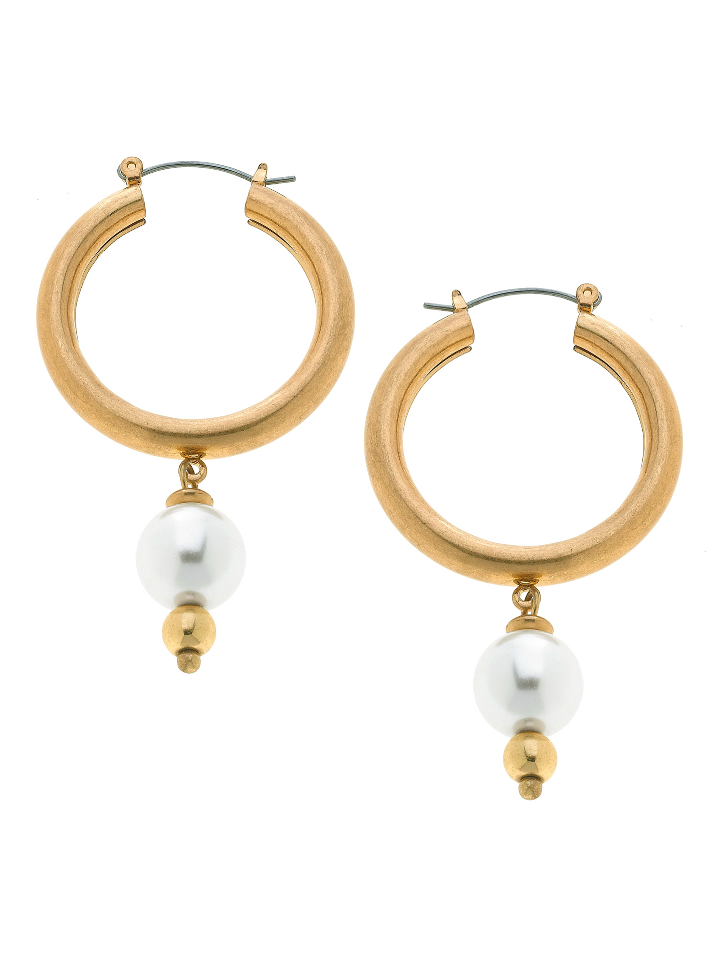 Pearl Drop Hoop Earrings