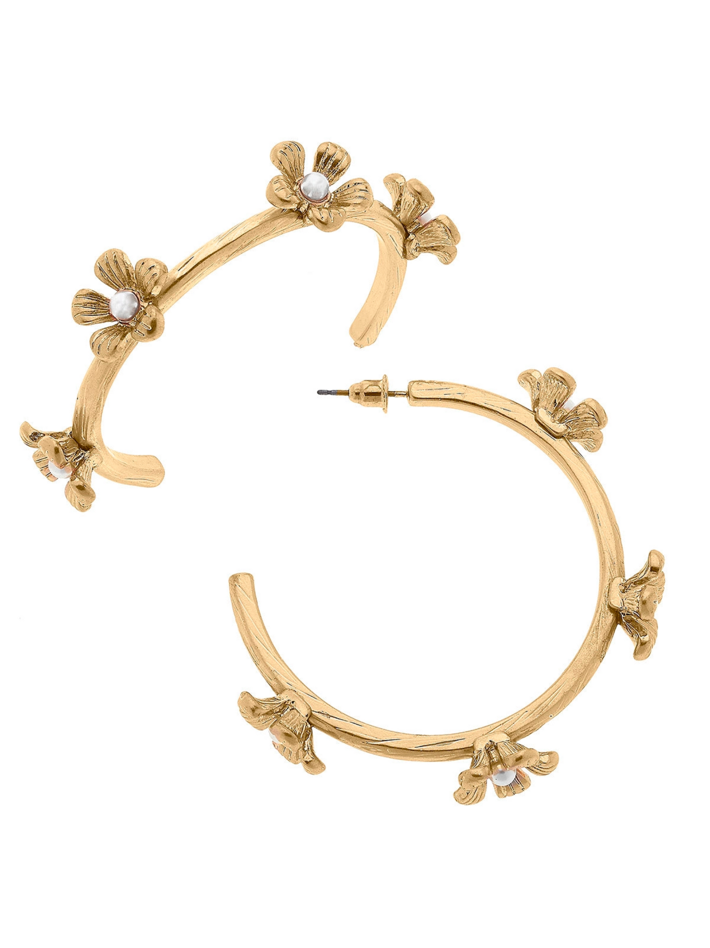 Pearl Flower Hoop Earrings