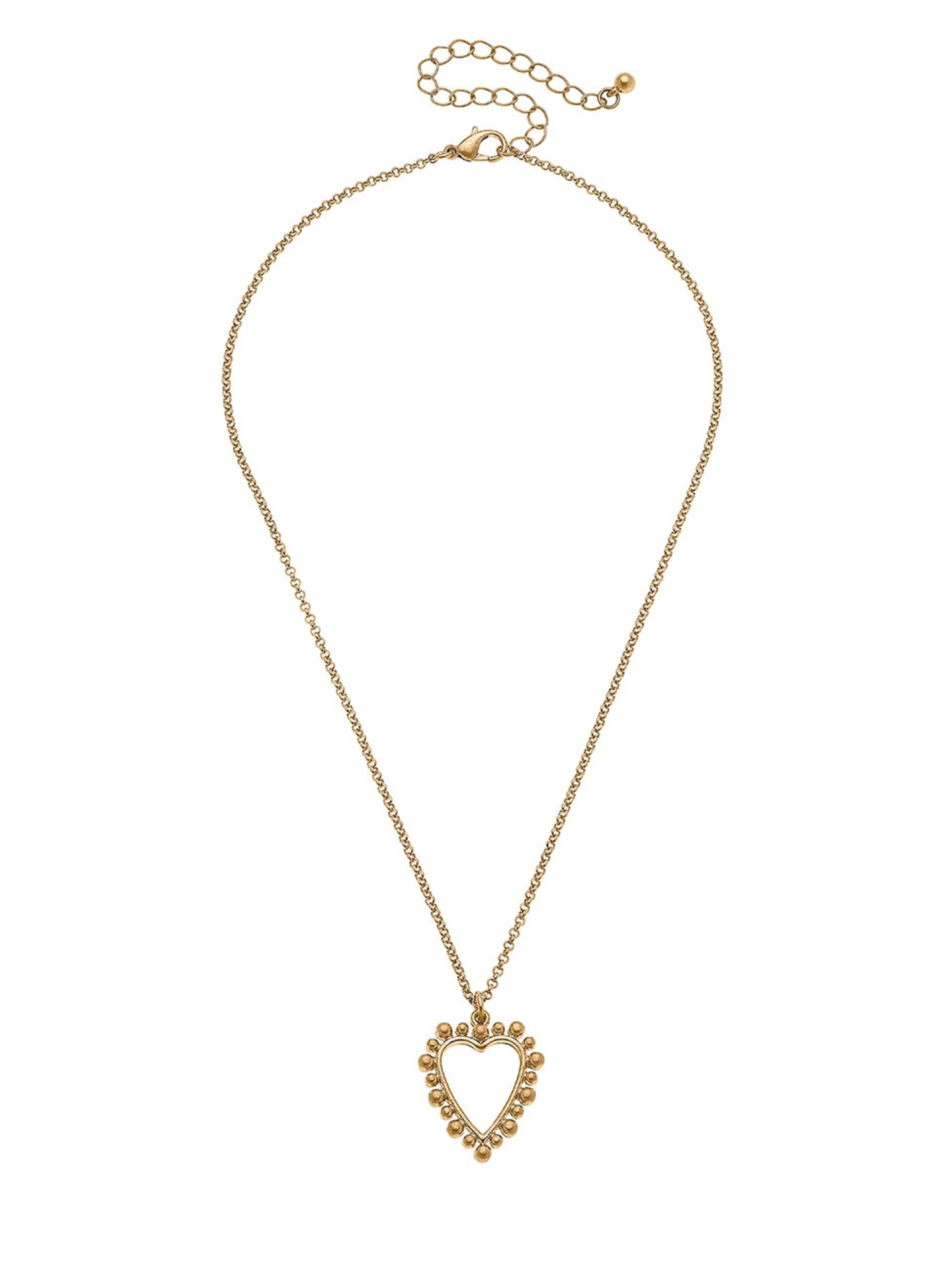 Studded Ball Bead Heart Necklace