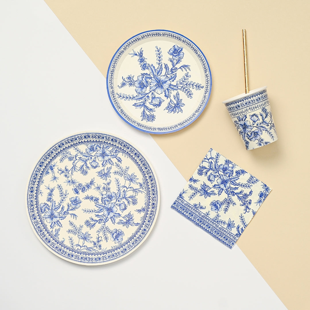 French Toile Large Paper Party Plates (10 per Pack)