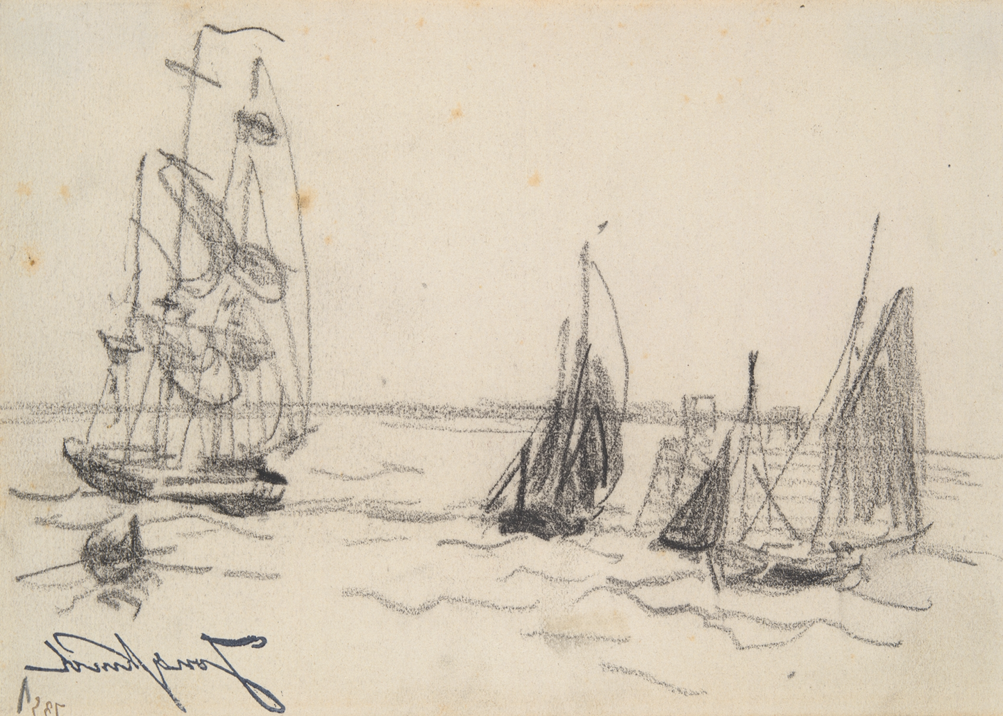 Small Sailboats and a Three-Master Print