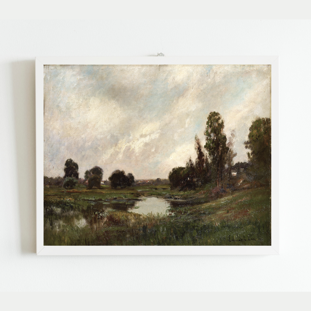 A River in Connecticut Antique Art Print