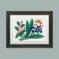 Flowers & a Butterfly II Antique Art Print