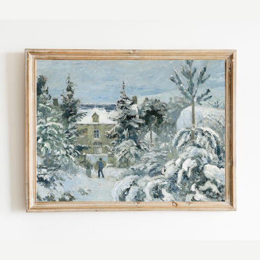 Snowy Landscape Antique Art Print