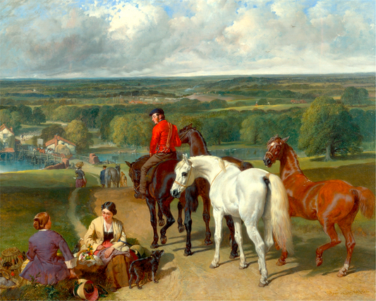 Exercising the Royal Horses Antique Art Print