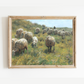 Sheep with Shepherd Antique Art Print