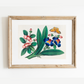 Flowers & a Butterfly II Antique Art Print