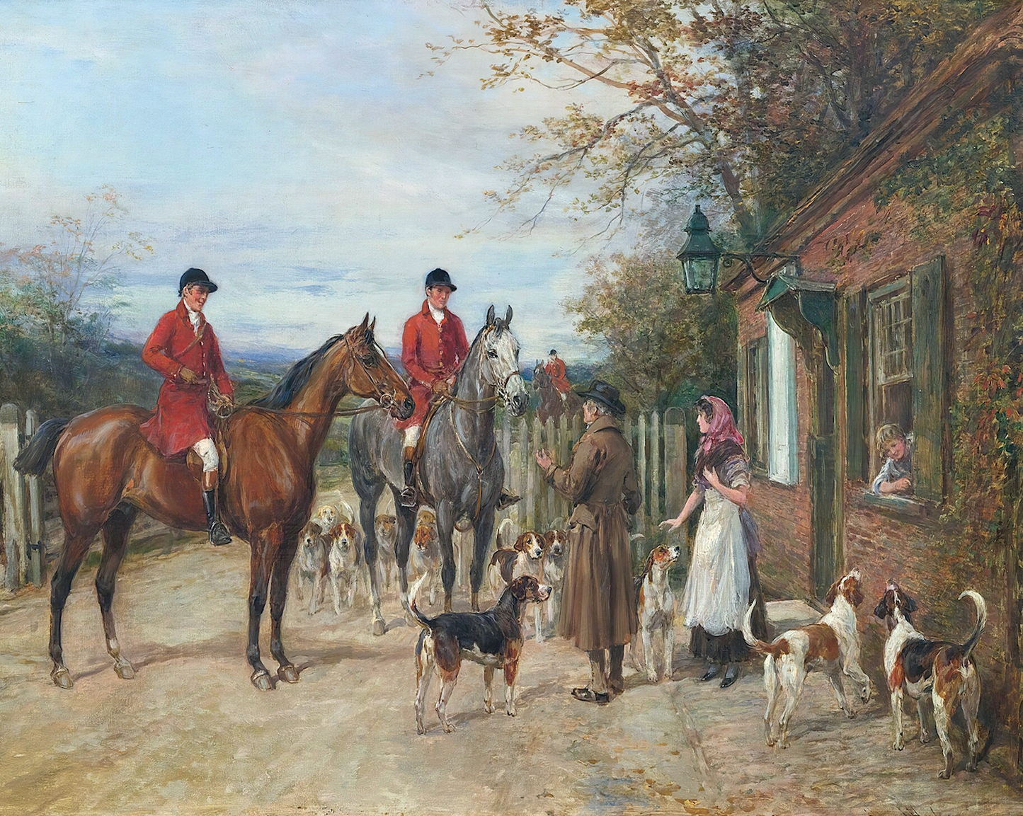 After the Hunt in England Antique Art Print