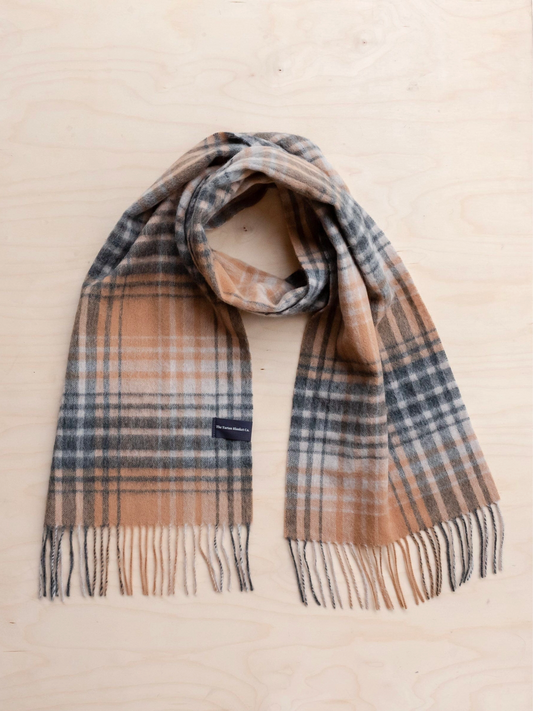 Lambswool Scarf in Camel Gradient Check