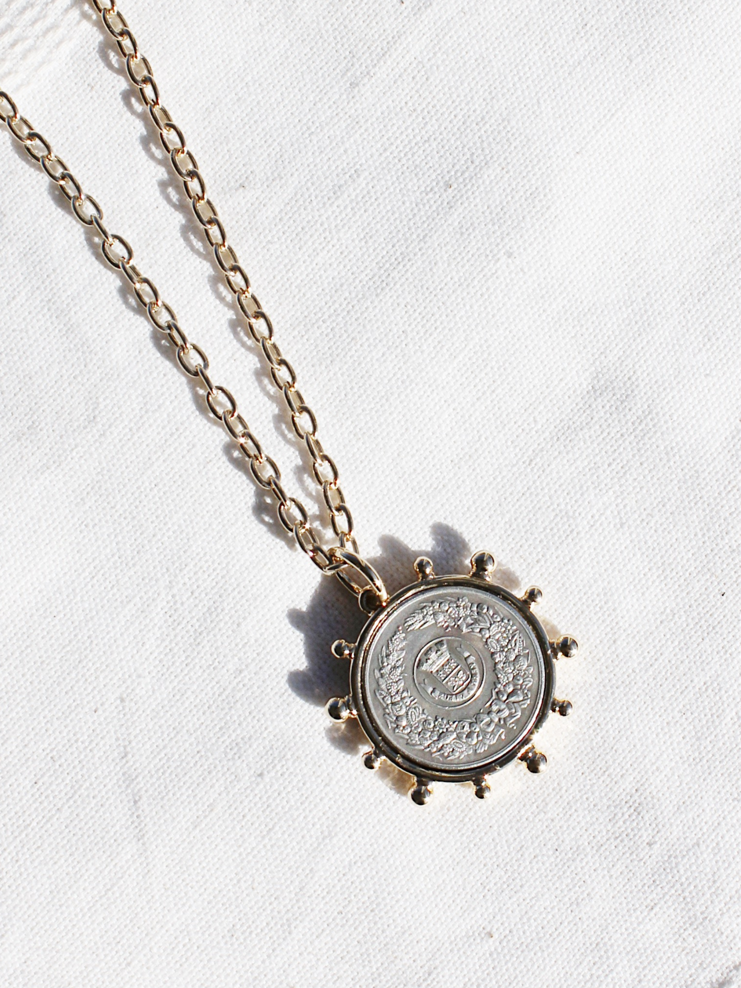 French Coin Medallion Necklace