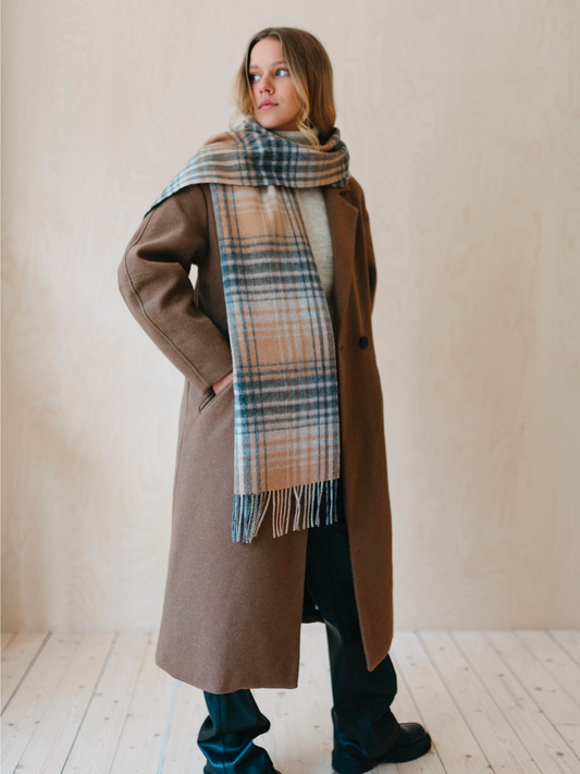 Lambswool Scarf in Camel Gradient Check