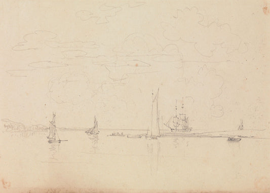 Sketch of Sailing Boats in a Harbor Print